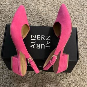 NWT Naturalizer Banks Pointed Toe Flat Size 7M Pink Flash Suede